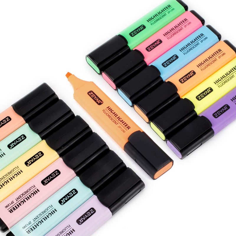 ZEYAR Highlighter, Chisel Tip Marker Pen, AP Certified, Assorted Colors, Water Based, Quick Dry (12 Colors) - Image 1